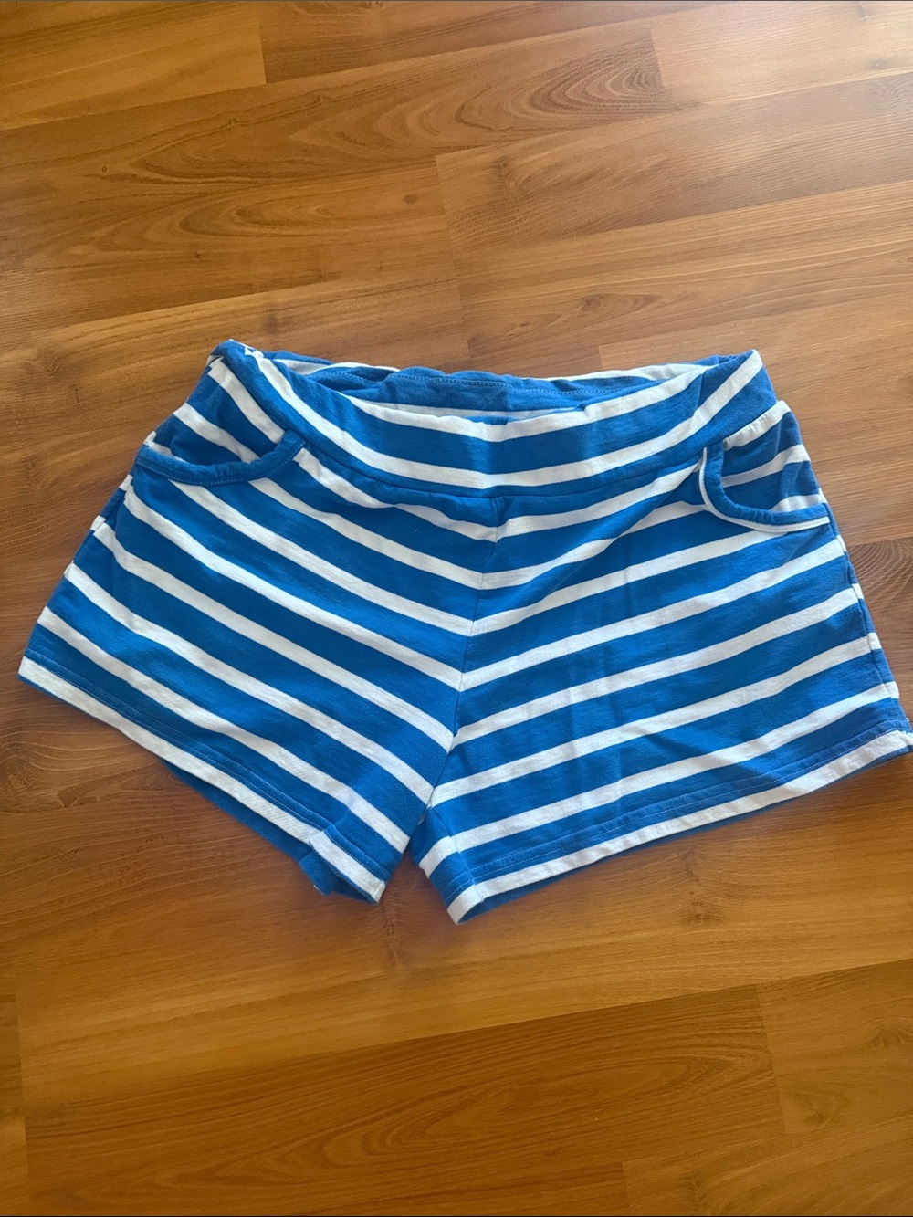 Addison Bay Blue & White Striped Knit Athletic Shorts
